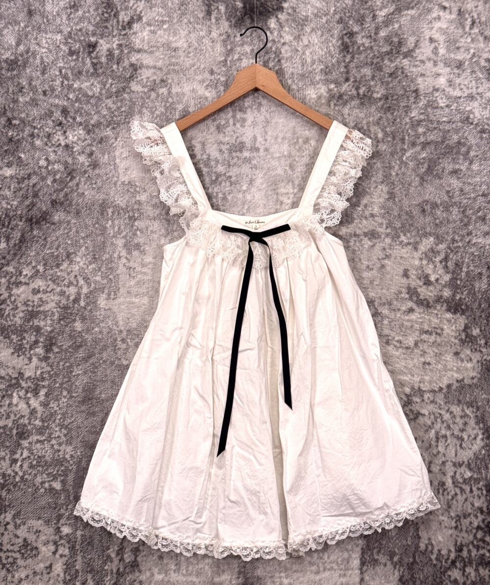 For Love & Lemons Dress Small Womens White Lace Trim Baby Doll